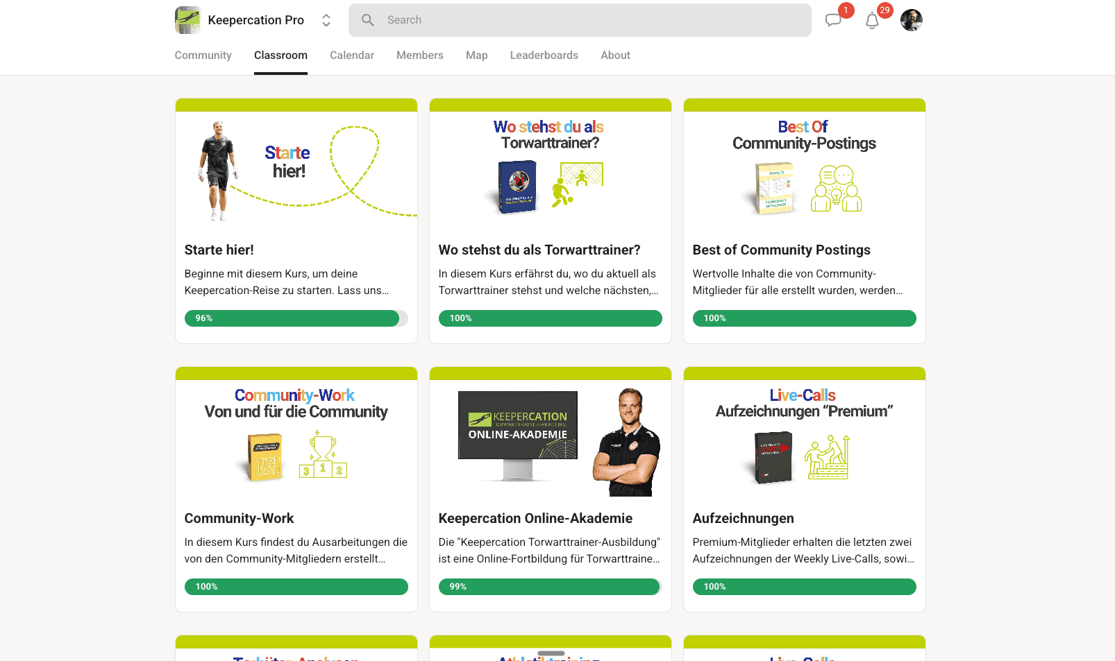 Keepercation Classroom mit strukturierten Kursen